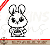 Bunny Wearing Dad Rocks Shirt SVG PNG Digital Download